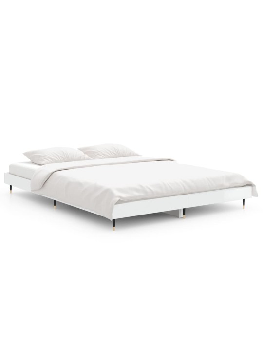 Rám postele bílý s vysokým leskem 135 x 190 cm kompozitní dřevo