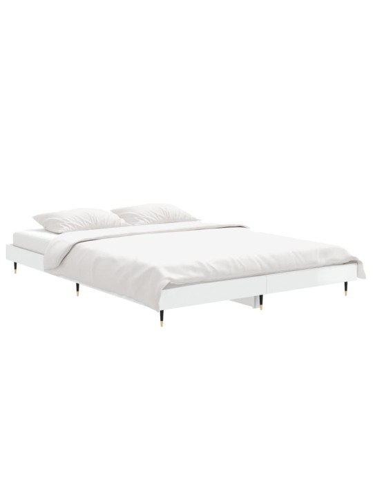 Rám postele bílý s vysokým leskem 135 x 190 cm kompozitní dřevo