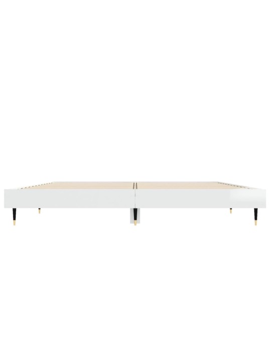 Rám postele bílý s vysokým leskem 135 x 190 cm kompozitní dřevo