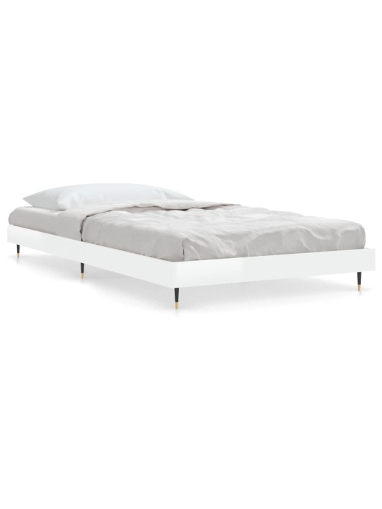 Rám postele bílý s vysokým leskem 90 x 190 cm kompozitní dřevo