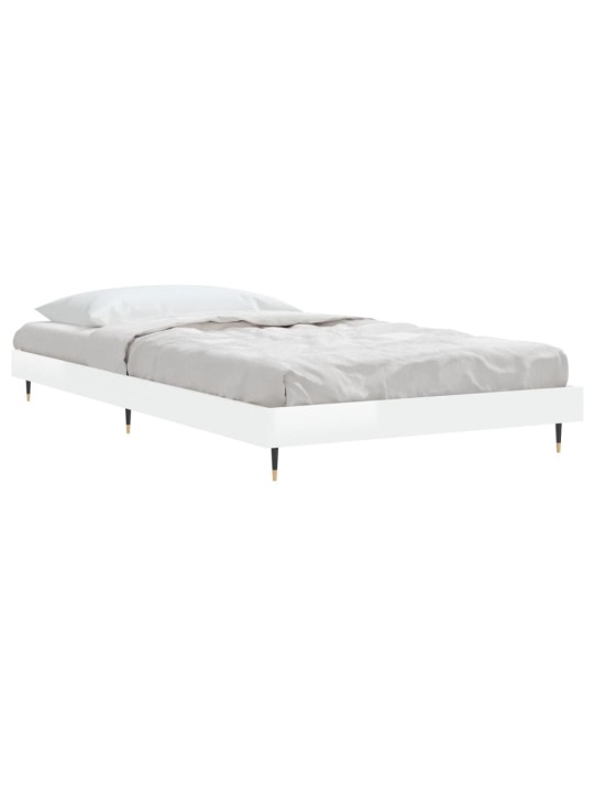Rám postele bílý s vysokým leskem 90 x 190 cm kompozitní dřevo