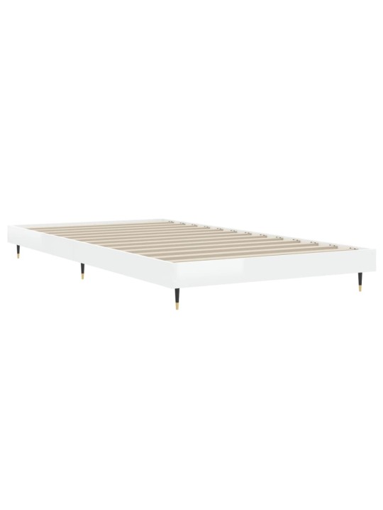 Rám postele bílý s vysokým leskem 90 x 190 cm kompozitní dřevo