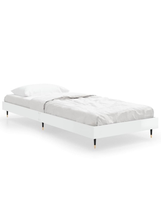 Rám postele bílý s vysokým leskem 75 x 190 cm kompozitní dřevo