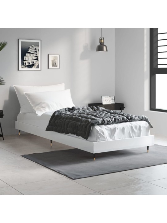 Rám postele bílý s vysokým leskem 75 x 190 cm kompozitní dřevo