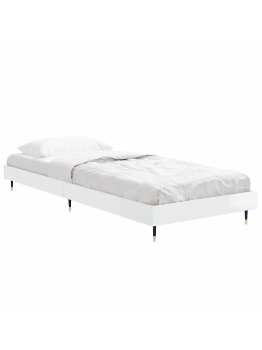 Rám postele bílý s vysokým leskem 75 x 190 cm kompozitní dřevo