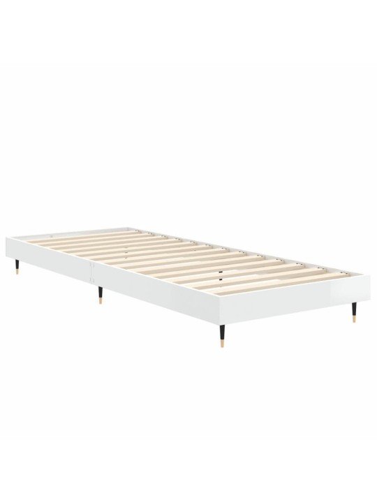 Rám postele bílý s vysokým leskem 75 x 190 cm kompozitní dřevo