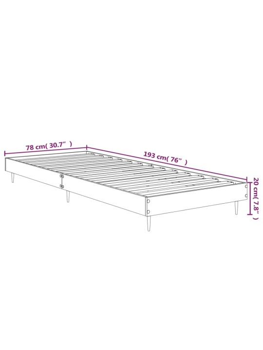 Rám postele šedý sonoma 75 x 190 cm kompozitní dřevo