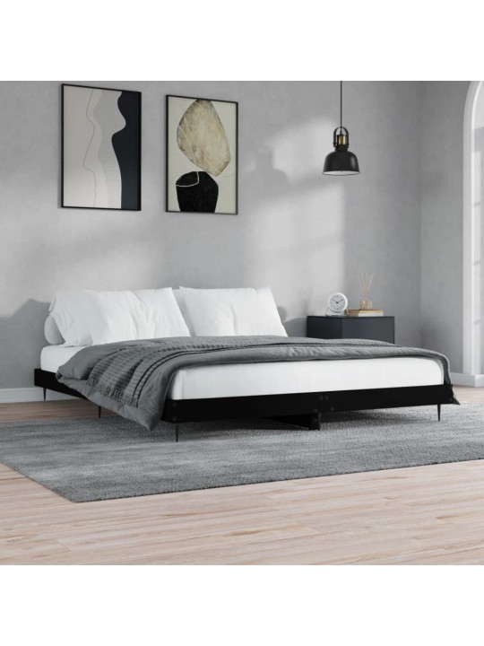Rám postele černý 200 x 200 cm kompozitní dřevo