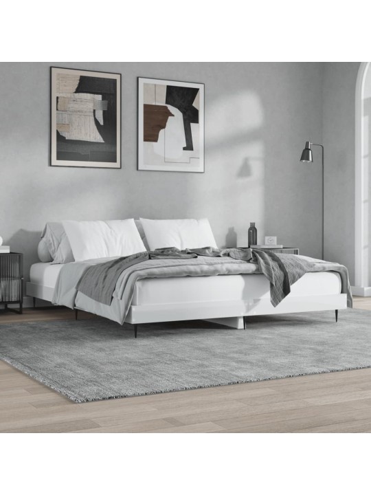 Rám postele bílý s vysokým leskem 200 x 200 cm kompozitní dřevo