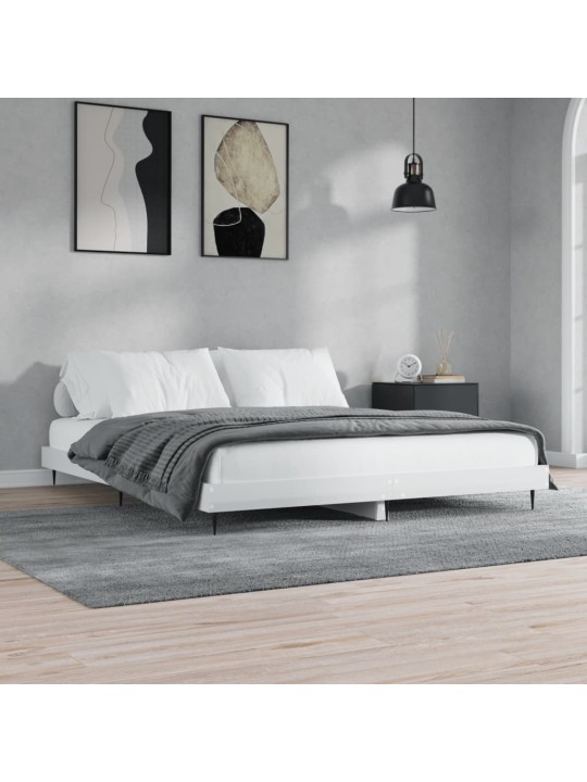Rám postele bílý s vysokým leskem 200 x 200 cm kompozitní dřevo