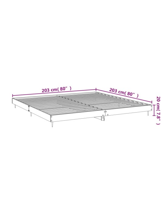 Rám postele šedý sonoma 200 x 200 cm kompozitní dřevo
