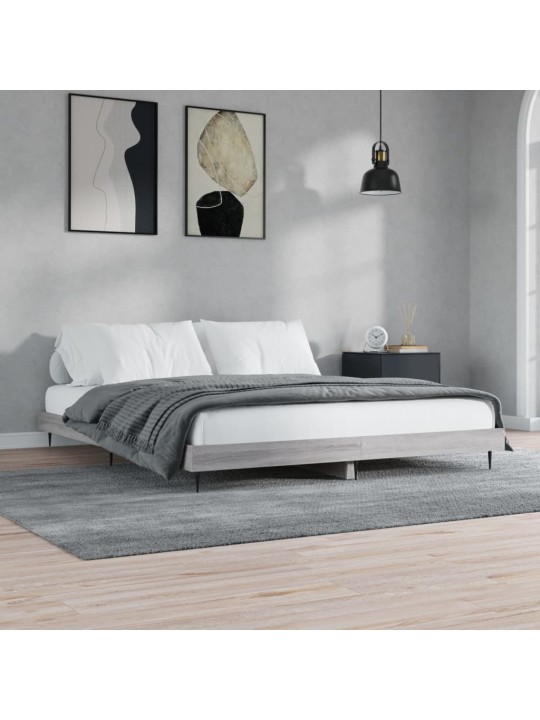 Rám postele šedý sonoma 200 x 200 cm kompozitní dřevo