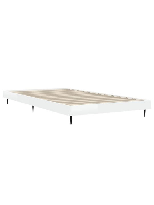 Rám postele bílý s vysokým leskem 100 x 200 cm kompozitní dřevo