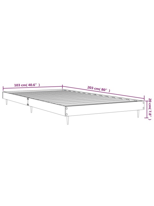 Rám postele bílý s vysokým leskem 100 x 200 cm kompozitní dřevo