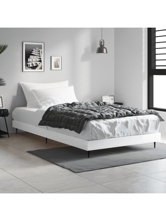 Rám postele bílý s vysokým leskem 100 x 200 cm kompozitní dřevo