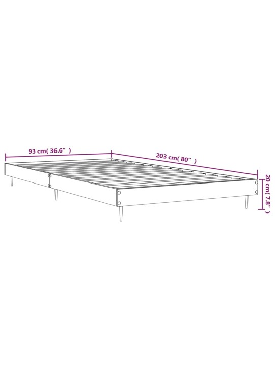 Rám postele šedý sonoma 90 x 200 cm kompozitní dřevo