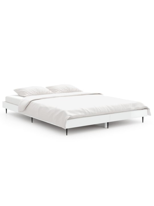 Rám postele bílý s vysokým leskem 140 x 190 cm kompozitní dřevo