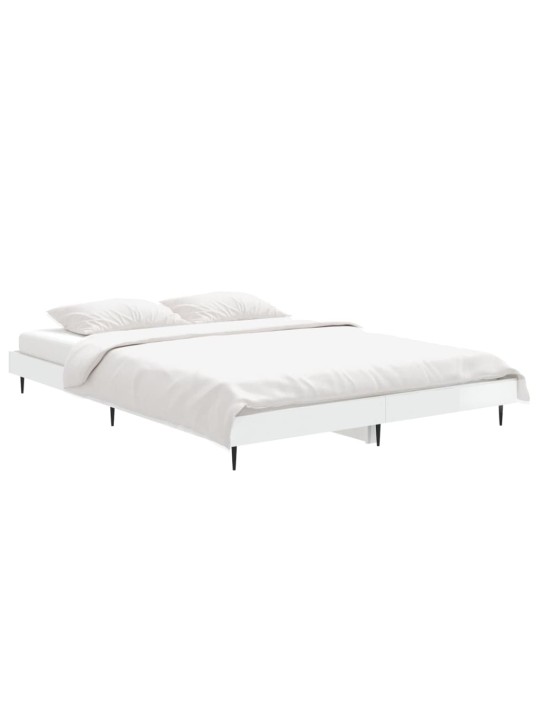 Rám postele bílý s vysokým leskem 140 x 190 cm kompozitní dřevo
