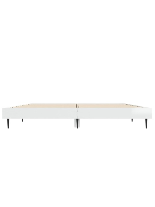 Rám postele bílý s vysokým leskem 140 x 190 cm kompozitní dřevo