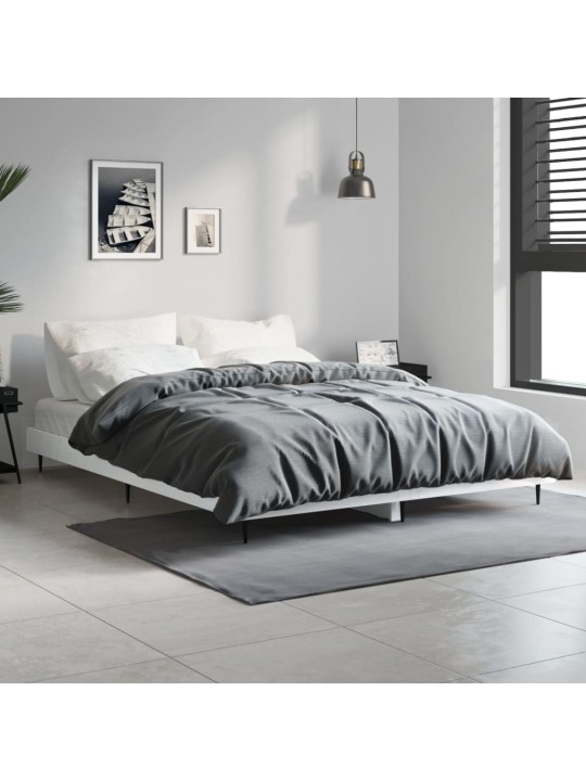Rám postele bílý s vysokým leskem 140 x 190 cm kompozitní dřevo