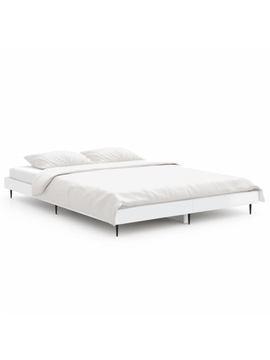 Rám postele bílý s vysokým leskem 135 x 190 cm kompozitní dřevo