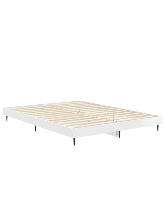 Rám postele bílý s vysokým leskem 135 x 190 cm kompozitní dřevo