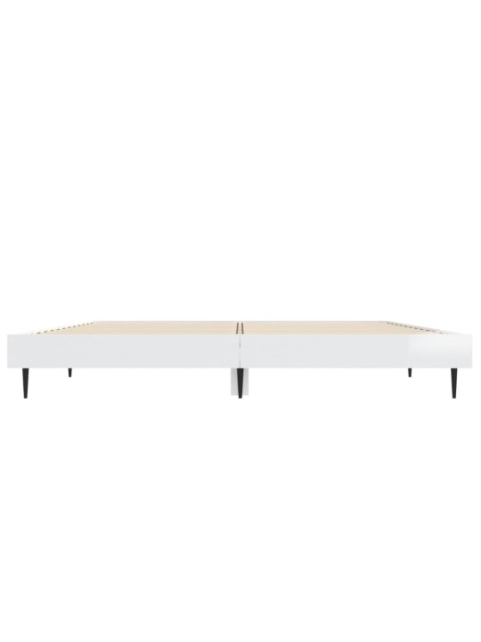 Rám postele bílý s vysokým leskem 135 x 190 cm kompozitní dřevo