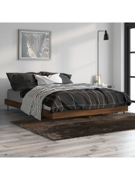 Rám postele hnědý dub 135 x 190 cm kompozitní dřevo