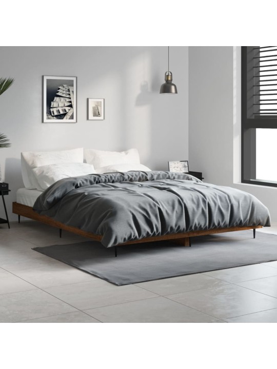 Rám postele hnědý dub 135 x 190 cm kompozitní dřevo