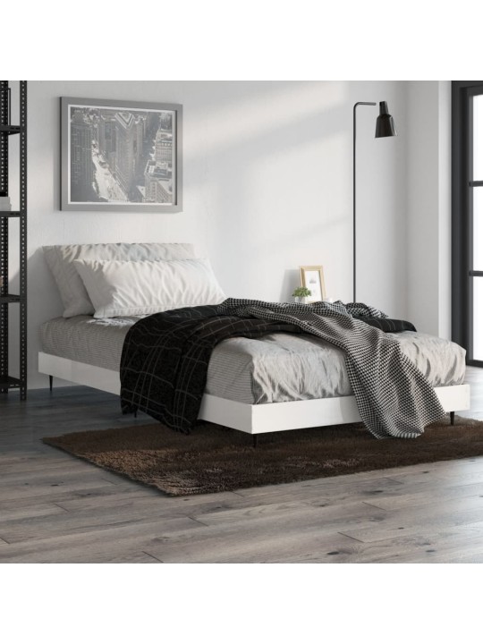 Rám postele bílý s vysokým leskem 90 x 190 cm kompozitní dřevo