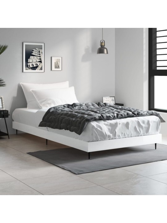 Rám postele bílý s vysokým leskem 90 x 190 cm kompozitní dřevo
