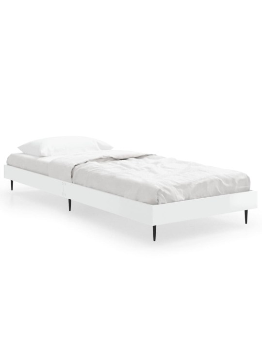 Rám postele bílý s vysokým leskem 75 x 190 cm kompozitní dřevo