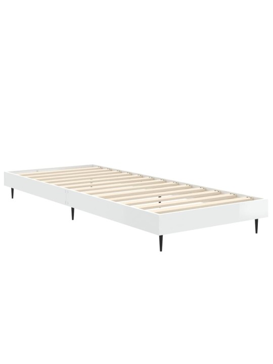 Rám postele bílý s vysokým leskem 75 x 190 cm kompozitní dřevo
