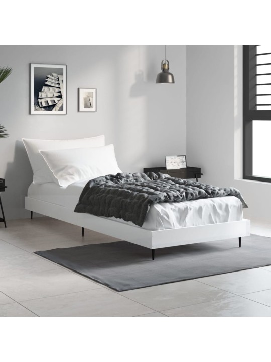 Rám postele bílý s vysokým leskem 75 x 190 cm kompozitní dřevo