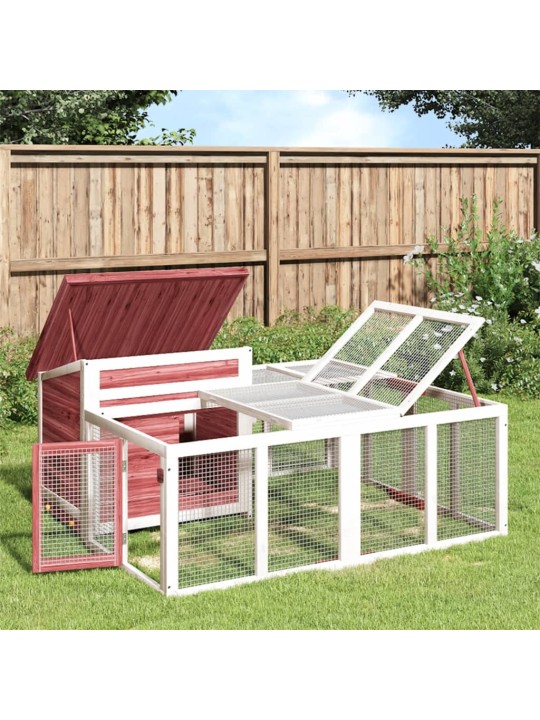 Králíkárna moka 144 x 123 x 67,5 cm masivní borové dřevo