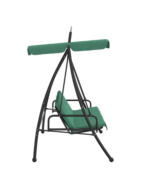 Zahradní houpačka se stříškou zelená 198 cm textil a ocel