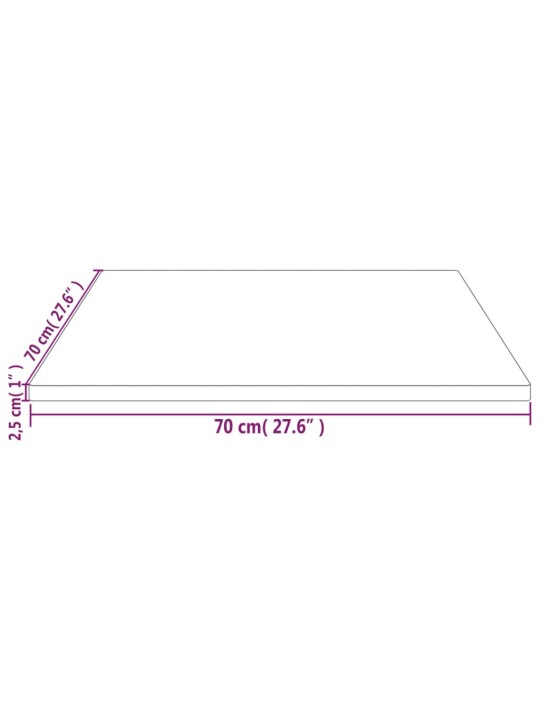 Stolní deska 70 x 70 x 2,5 cm masivní borové dřevo čtvercová