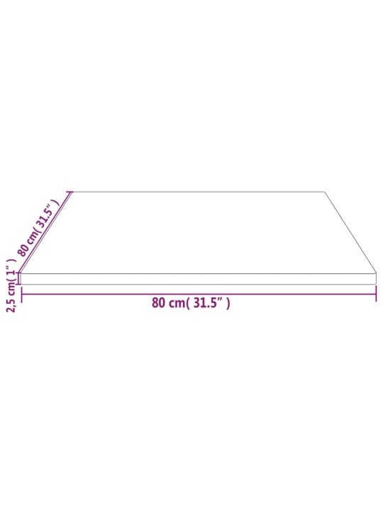 Stolní deska bílá 80x80x2,5 cm masivní borové dřevo čtvercová