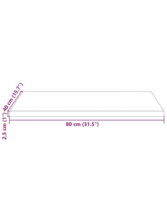 Stolní deska 80 x 40 x 2,5 cm masivní borové dřevo obdélníková