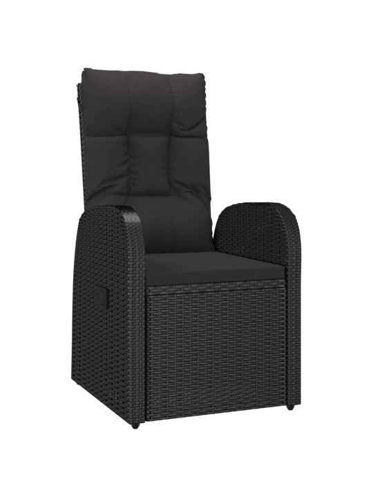 5dílný zahradní jídelní set s poduškami černý polyratan