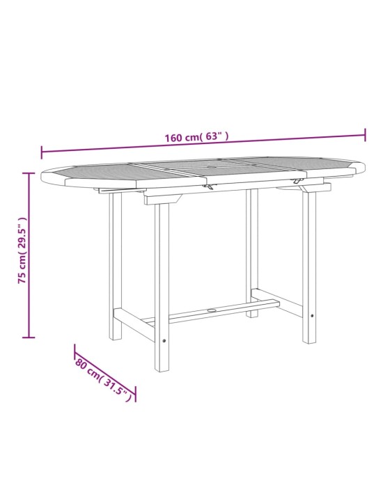 Rozkládací zahradní stůl 110–160x80x75 cm masivní teakové dřevo