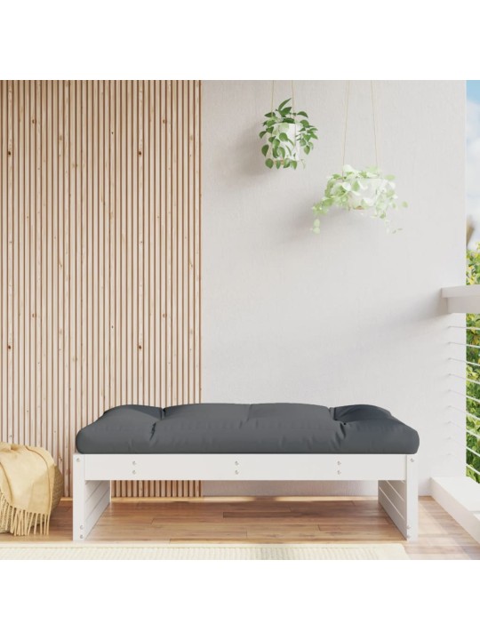 Zahradní podnožka bílá 120 x 80 cm masivní borové dřevo