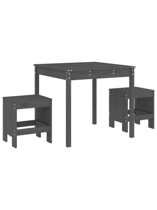 3dílný zahradní bistro set šedý masivní borové dřevo