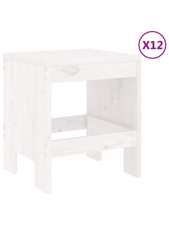 13dílný zahradní jídelní set bílý masivní borové dřevo