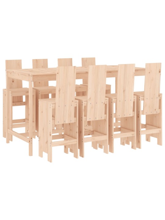 9dílný zahradní barový set masivní borové dřevo