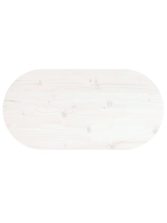 Stolní deska bílá 60 x 30 x 2,5 cm masivní borové dřevo oválná