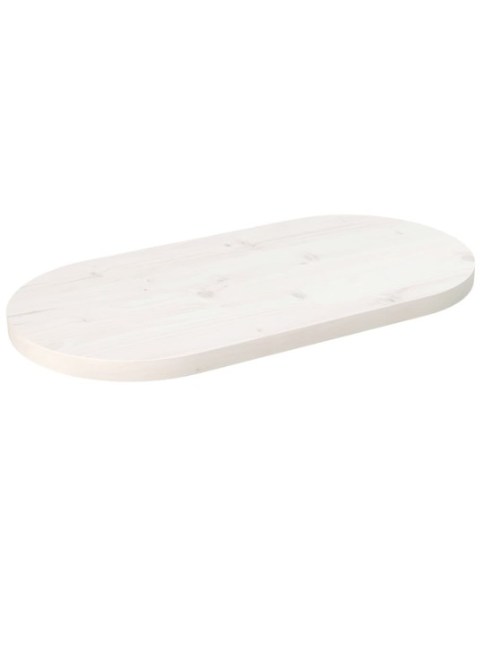 Stolní deska bílá 70 x 35 x 2,5 cm masivní borové dřevo oválná