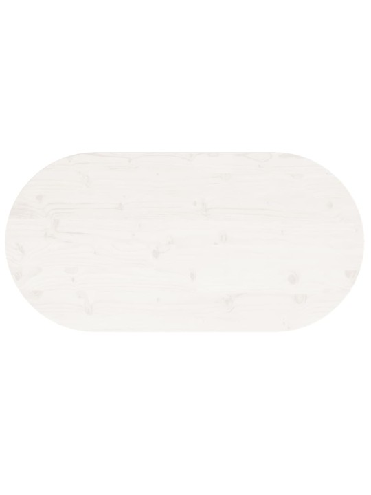 Stolní deska bílá 90 x 45 x 2,5 cm masivní borové dřevo oválná