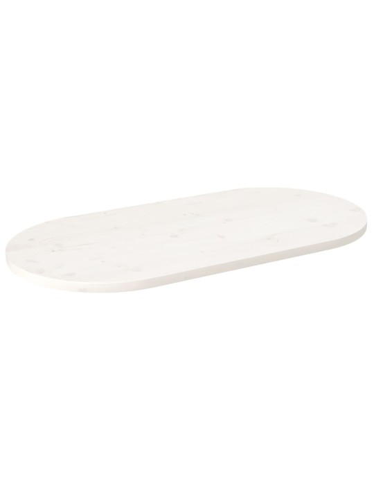 Stolní deska bílá 100 x 50 x 2,5 cm masivní borové dřevo oválná