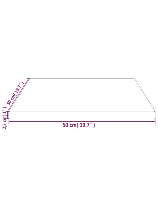 Stolní deska 50 x 50 x 2,5 cm masivní borové dřevo čtvercová